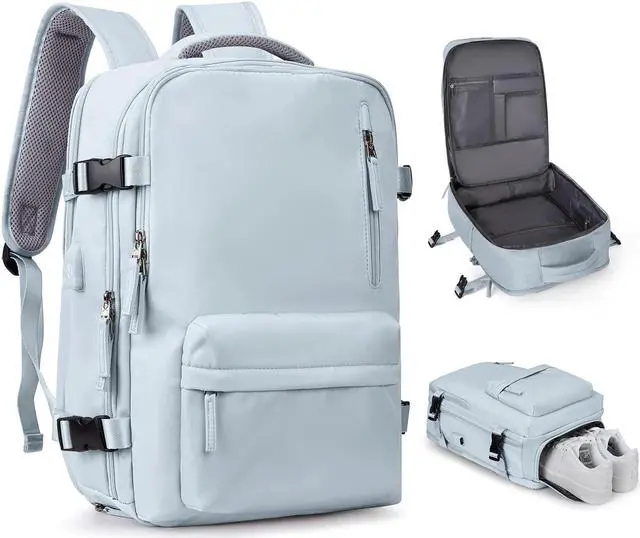 Main image of coowoz Travel Backpack For Women Men Airline Approved,Carry On Backpack,Large Hiking Backpack Waterproof Outdoor Sports Rucksack Casual Daypack Fit 15.6 Inch Laptop Backpack Blue College Backpack