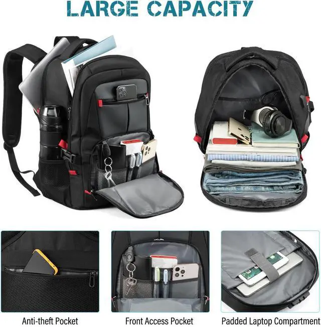 Alt view image 3 of 5 - LOVEVOOK 17 inch Travel Laptop Backpack, DarkGrey, Waterproof, Anti-Theft with Lock, USB Charging Port, Large Capacity, Multi-Purpose