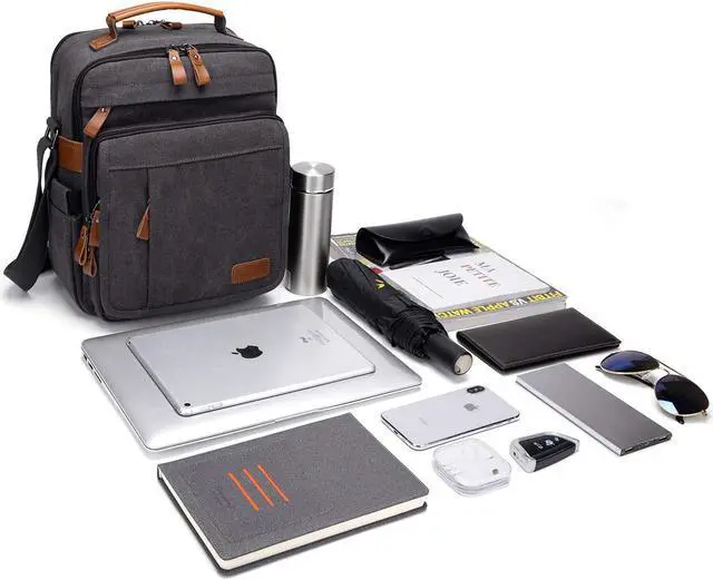 Alt view image 3 of 5 - ESTARER Mens Small Messenger 13.3 inch Computer Bag, Water-resistant Canvas Laptop Bag Satchel Crossbody Bag Tabelt Case