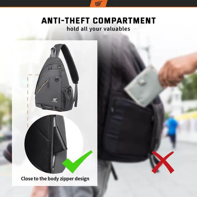 Alt view image 3 of 5 - SKYSPER Sling Laptop Bag (Up to 13 Inch) - 18L Crossbody Sling Backpack Travel Shoulder Bag Hiking Daypack for Men Women(Darkgrey)