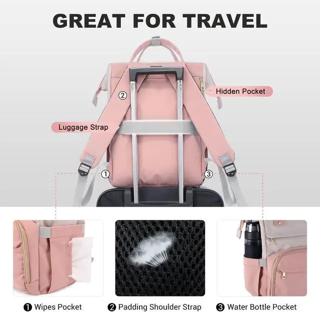 Alt view image 4 of 5 - LOVEVOOK Laptop Backpack for Women, Fashion Business Computer Backpacks Travel Bags, Teacher Doctor Nurse Work Backpack Purse with USB Port, Fits 15.6-Inch Laptop Beige-Black