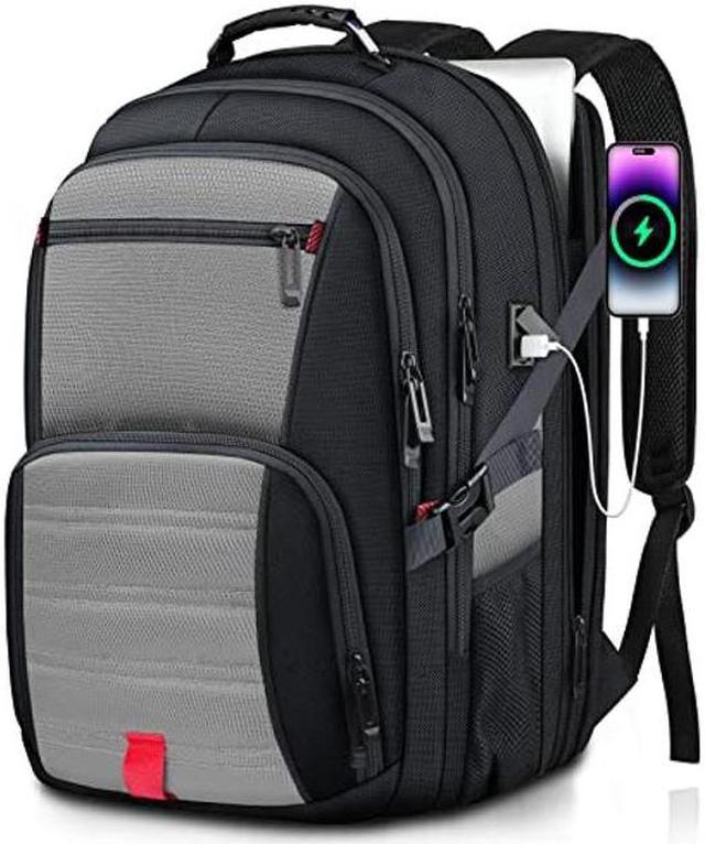 Extra Large Backpack Travel Backpack tazbuzo Laptop Backpack for Men Big Backpack 50L Water Resistant Flight Approved Business Work Computer Heavy Duty Bag with USB Port Fits 17 Inch Laptop Grey