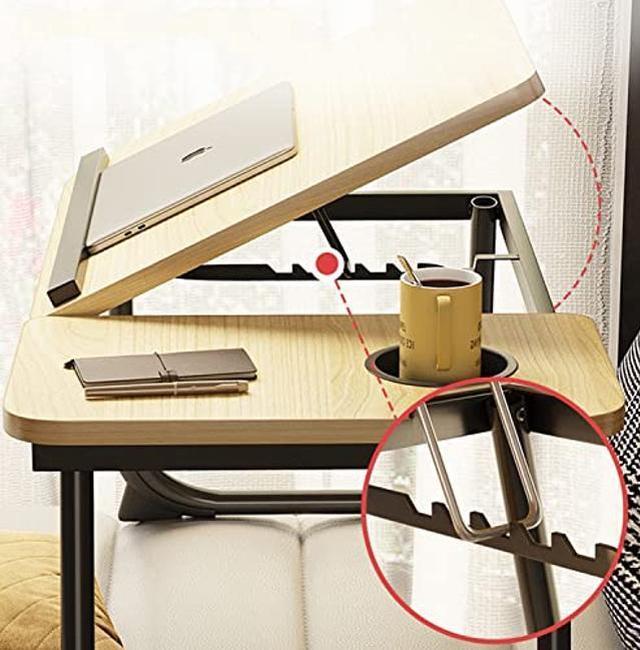 Alt view image 3 of 5 - Laptop Desk for Bed,Asltoy Laptop Bed Tray Table,Foldable Lap Desk Stand Notebook Desk Adjustable Laptop Table for Bed Portable Notebook Bed Tray Lap Tablet with Cup Holder (Pink)