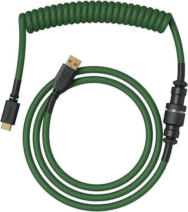 Main image of Glorious Coiled Keyboard Cable - Coiled USB C Cable Artisan Braided Cables for Mechanical Gaming Keyboard Coiled Cable - Custom Keyboard Cable (Forest Green)
