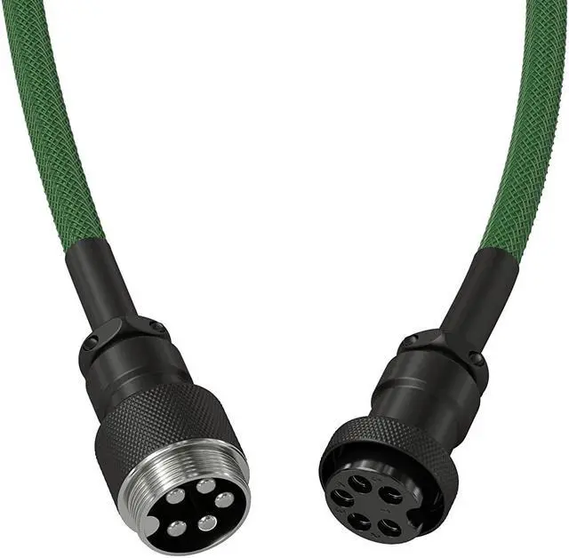 Alt view image 2 of 5 - Glorious Coiled Keyboard Cable - Coiled USB C Cable Artisan Braided Cables for Mechanical Gaming Keyboard Coiled Cable - Custom Keyboard Cable (Forest Green)