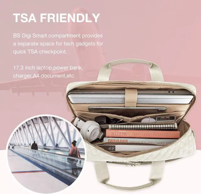 Alt view image 2 of 5 - BAGSMART 17.3/15.6 Inch Laptop Bag, Briefcase for Women Computer Messenger Bag Office Travel Business, Beige
