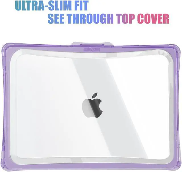 Alt view image 3 of 5 - IBENZER Hexpact Compatible with 2025 2024 2023 2022 MacBook Air 13 inch Case M4 A3240 M3 A3113 M2 A2681, Heavy Duty Case & KeyboardCover & ScreenFilm for Mac Air 13.6, Lilac Purple, HPE-KK-LLPU+2