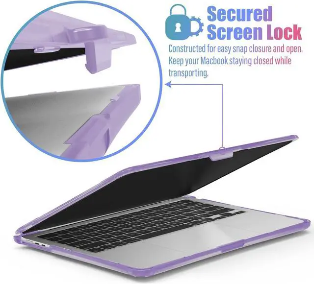 Alt view image 4 of 5 - IBENZER Hexpact Compatible with 2025 2024 2023 2022 MacBook Air 13 inch Case M4 A3240 M3 A3113 M2 A2681, Heavy Duty Case & KeyboardCover & ScreenFilm for Mac Air 13.6, Lilac Purple, HPE-KK-LLPU+2