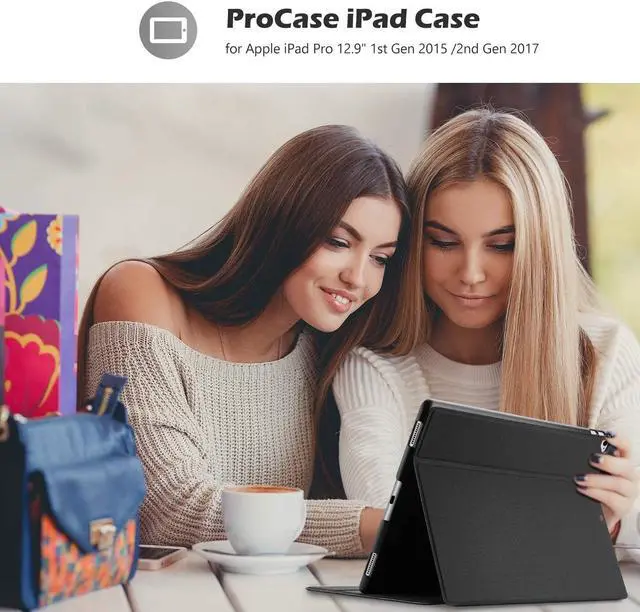 Alt view image 3 of 5 - ProCase Slim Stand Folio Case Bundle with Matte Screen Protector for iPad Pro 12.9 Inch 2nd Gen / 1st Gen 2017 2015