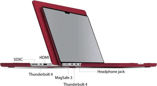Alt view image 3 of 5 - IBENZER Case for MacBook Pro 14 Inch Case 2025 2024 M4 M3 M2 M1 A3112 A3185 A3401 A2918 A2992 A2779 A2442 Pro/Max, HardShellCase & SleeveBag &KeyboardCover &Type-c(2025-2021), Wine Red, T14WR+3