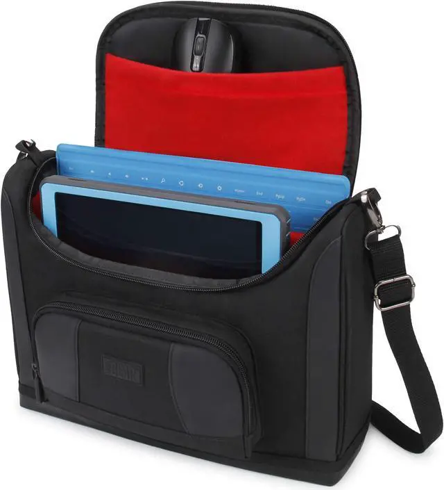 Main image of USA Gear Tablet Bag Compatible with 11.5 Inch Tablets, Samsung Galaxy Tab S6 Lite, Galaxy A9, Wireless Keyboards, Pens, and More Tablet Accessories - Shoulder Strap, Water Resistant Exterior (Red)