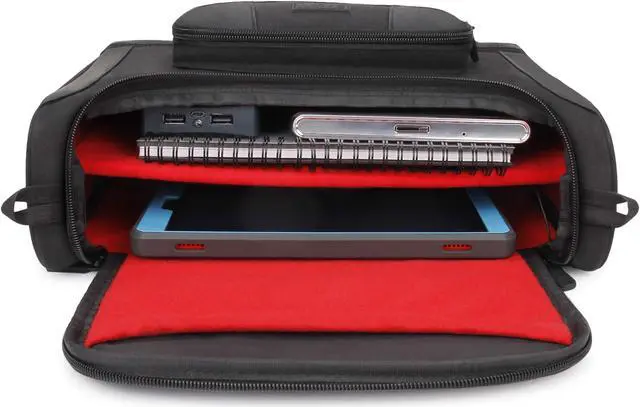 Alt view image 3 of 5 - USA Gear Tablet Bag Compatible with 11.5 Inch Tablets, Samsung Galaxy Tab S6 Lite, Galaxy A9, Wireless Keyboards, Pens, and More Tablet Accessories - Shoulder Strap, Water Resistant Exterior (Red)