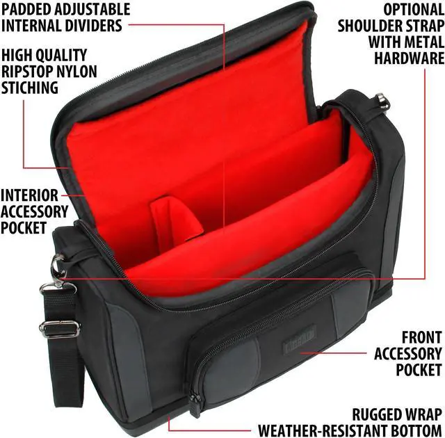 Alt view image 2 of 5 - USA Gear Tablet Bag Compatible with 11.5 Inch Tablets, Samsung Galaxy Tab S6 Lite, Galaxy A9, Wireless Keyboards, Pens, and More Tablet Accessories - Shoulder Strap, Water Resistant Exterior (Red)