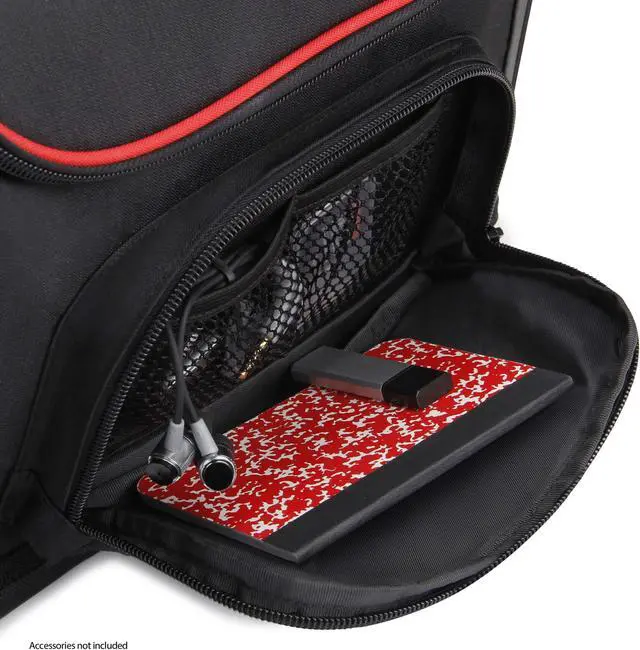 Alt view image 4 of 5 - USA Gear Tablet Bag Compatible with 11.5 Inch Tablets, Samsung Galaxy Tab S6 Lite, Galaxy A9, Wireless Keyboards, Pens, and More Tablet Accessories - Shoulder Strap, Water Resistant Exterior (Red)