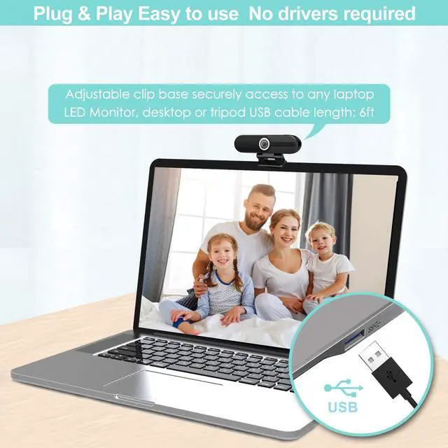 Alt view image 4 of 5 - UHD 4K Webcam with Microphone: 8MP USB Computer Web Camera with Privacy Shutter and Tripod, External Webcam Pro Streaming Webcams PC Cam w/Mic Noise Reduction for Winsdows Mac OS Desktop Laptop