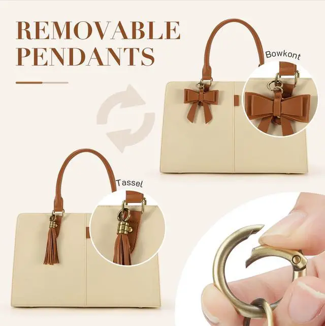 Alt view image 4 of 5 - ECOSUSI Laptop Tote Bag Laptop Bag 15.6 inch Work Shoulder Briefcase Computer Messenger with Clutch Satchel Handbag 2 PCS Set (Brown & Beige)