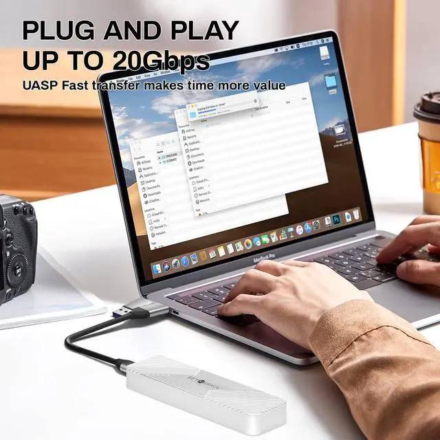 Alt view image 2 of 5 - SETMSPACE Aluminum M.2 NVMe SSD Enclosure, USB 3.2 Gen 2(20Gbps) to M-Key/B&M-Key M.2 NVMe SSD Size 2230/2242/2260/2280(up to 4TB)
