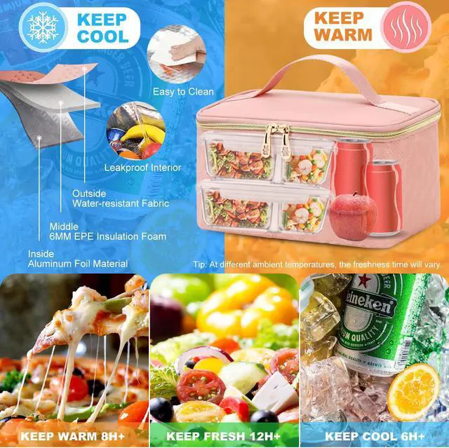 Alt view image 3 of 5 - AIJIEKE Lunch Backpack for Women, 15.6 inch Laptop Backpack with Insulated Cooler Lunch Bag Set for Lunch Box Work Backpack for Travel Nurse Teacher, Pink