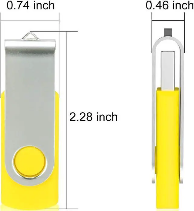 Alt view image 2 of 5 - 10pcs 32GB USB Flash Drives, Alihelan USB 2.0 Thumb Drive Pen Drive Bulk Swivel Memory Stick 32 GB Fold Storage Jump Drive Zip Drive, 10 Pack Yellow