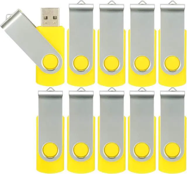 Main image of 10pcs 32GB USB Flash Drives, Alihelan USB 2.0 Thumb Drive Pen Drive Bulk Swivel Memory Stick 32 GB Fold Storage Jump Drive Zip Drive, 10 Pack Yellow