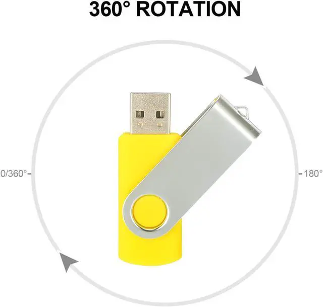Alt view image 3 of 5 - 10pcs 32GB USB Flash Drives, Alihelan USB 2.0 Thumb Drive Pen Drive Bulk Swivel Memory Stick 32 GB Fold Storage Jump Drive Zip Drive, 10 Pack Yellow