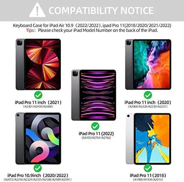 Alt view image 2 of 5 - Keyboard Case for iPad Pro 11 inch 4th Generation 2022 / iPad Pro 11" 2021&2020&2018, iPad Air 5th/4th Gen, Detachable Bluetooth Keyboard with Pencil Holder for iPad 11" (1st/2nd/3rd Gen) (Gray)