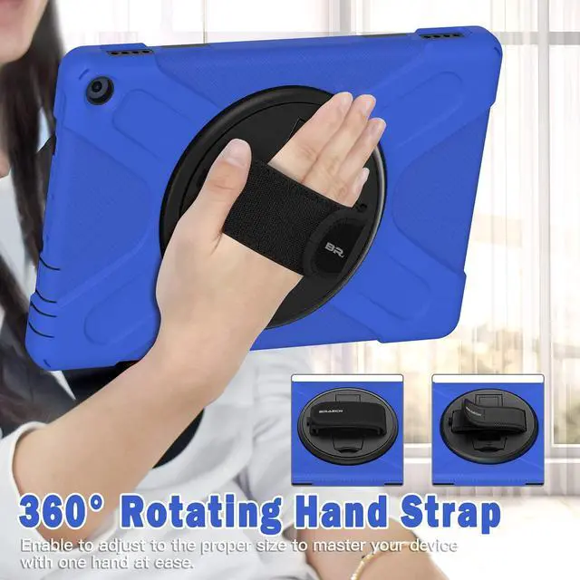 Alt view image 3 of 5 - BRAECN Case for  Fire HD 10 11th Generation 2021 /  Fire HD 10 11th Generation 2021, Heavy Duty Kids Case with Hand Strap, Kickstand and Shoulder Strap for Fire HD 10 2021 Tablet-Blue
