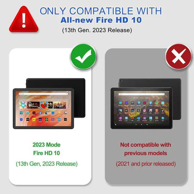 Alt view image 2 of 5 - BRAECNstock for Amazon Fire HD 10 Tablet Case (13th Generation 2023) 10.1" Shockproof Protective Kids Case with Screen Protector [Rotating Hand Strap+Stand], Pen Holder,Shoulder Strap, Black