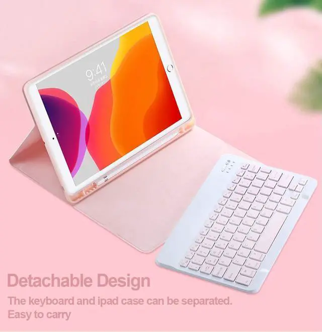 Alt view image 4 of 5 - QIYIBOCASE Keyboard Case for iPad Mini 7th/6th Generation with Mouse, Case for iPad mini7(A17 Pro)/Mini 6 with Keyboard and Mouse, Candy Detachable Magnetic Keyboard Cover with Pencil Holder (Pink)