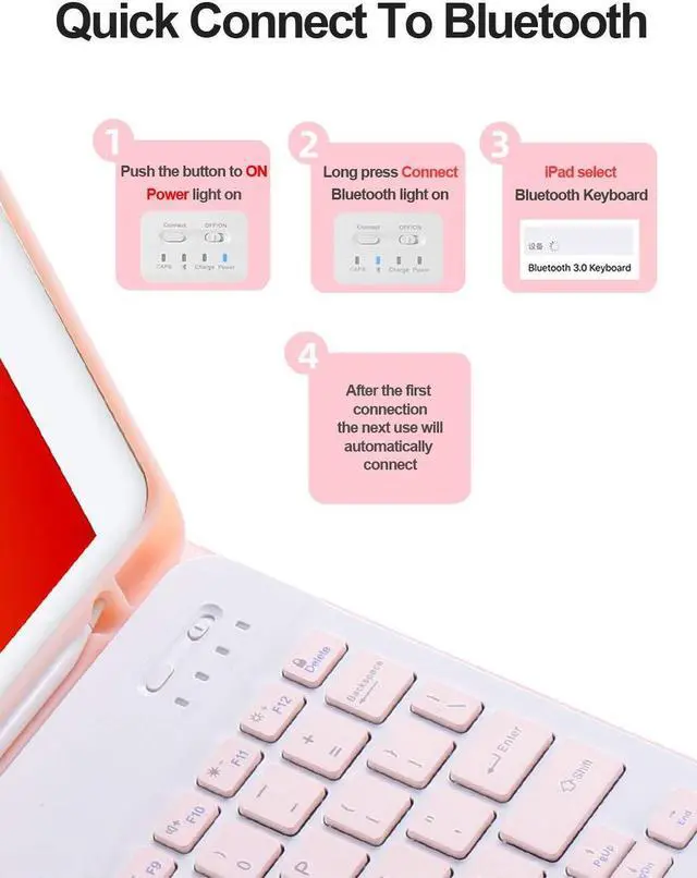 Alt view image 5 of 5 - QIYIBOCASE Keyboard Case for iPad Mini 7th/6th Generation with Mouse, Case for iPad mini7(A17 Pro)/Mini 6 with Keyboard and Mouse, Candy Detachable Magnetic Keyboard Cover with Pencil Holder (Pink)