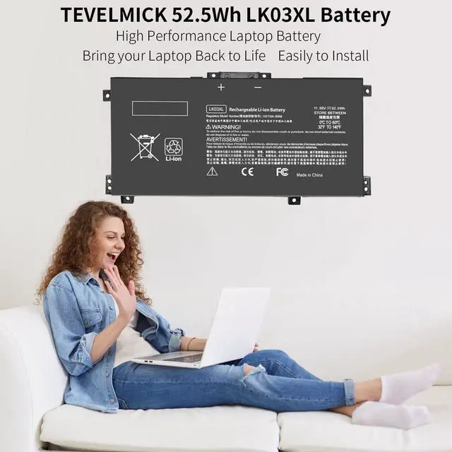 Alt view image 2 of 5 - LK03XL Laptop Battery for HP Envy X360 15 Convertible 15M-CN 17M-AE 17M-CE 17-CE 15M-CN0012DX 15M-CN0011DX 15M-BQ1XX 17M-BW0013DX 15M-BP0XX 17-AE1XX LKO3XL L09281-855 L08855-856 916814-855 916368-421