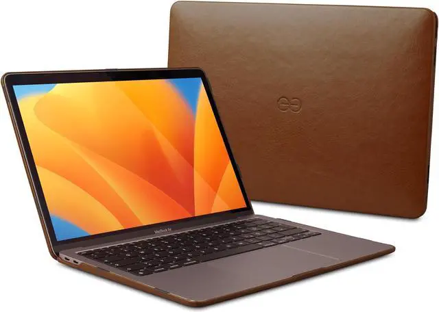Main image of Dreem Euclid MacBook Air Case - 13-Inch Hard Laptop Cover for MacBook Air 13 2022-2025 (M2), Luxurious Vegan Leather, Top and Bottom Shells for Protection, Slots for USB Ports [Chocolate]