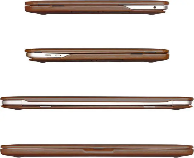 Alt view image 2 of 5 - Dreem Euclid MacBook Air Case - 13-Inch Hard Laptop Cover for MacBook Air 13 2022-2025 (M2), Luxurious Vegan Leather, Top and Bottom Shells for Protection, Slots for USB Ports [Chocolate]