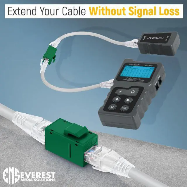 Alt view image 4 of 5 - Everest Media Solutions RJ45 CAT6 Keystone Coupler in Green - 48-Pack - Female to Female Ethernet Keystone Jack for Standard Wall Plates & Patch Panels - UTP Inline RJ45 Coupler Extender