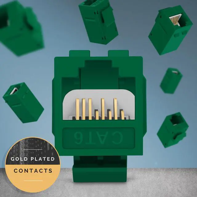 Alt view image 5 of 5 - Everest Media Solutions RJ45 CAT6 Keystone Coupler in Green - 48-Pack - Female to Female Ethernet Keystone Jack for Standard Wall Plates & Patch Panels - UTP Inline RJ45 Coupler Extender