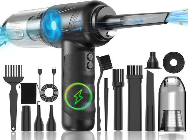 Main image of Compressed Air Duster with Air Blower 160000RPM Vacuum Cleaner and Air Duster 4 in 1 Keyboard Cleaner,No Canned Air Duster,Electir Air Duster,Replaces for Compressed Air Cans &Vacuum Cleaner for PC