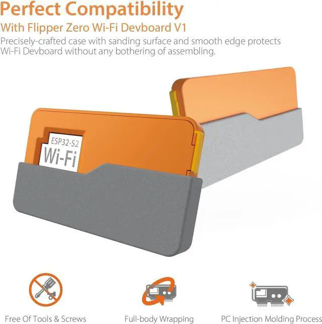 Alt view image 5 of 5 - HCJYC 5 in 1 Protective Case for Flipper Zero & for The Wi-Fi Dev Board V1 ESP32-S2, Accessories Compatible with Flipper Zero WiFi Dev Board with GPIO Dust Plug - Orange Set