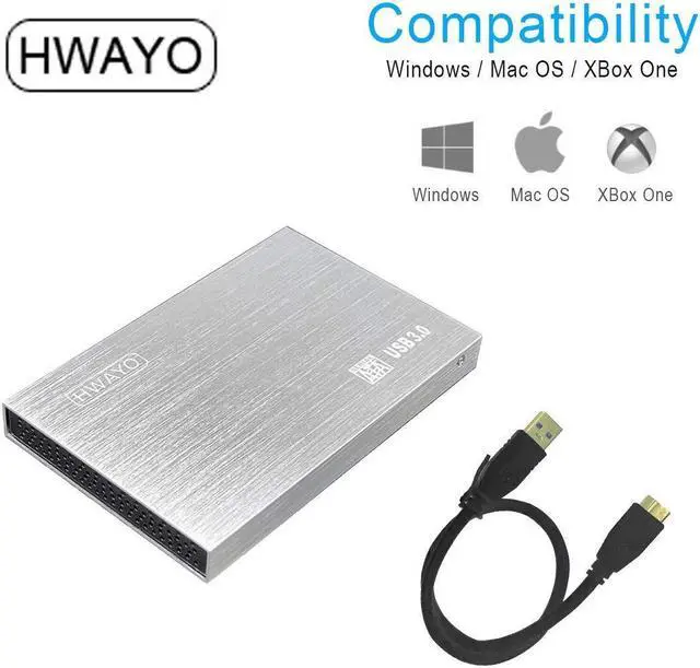 Alt view image 3 of 5 - HWAYO 2.5'' HDD 750GB Ultra Slim Portable External Hard Drive USB3.0 Storage for Xbox One Console, PC, Laptop, MacBook (Silver)