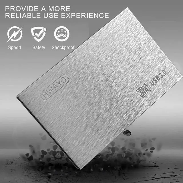 Alt view image 4 of 5 - HWAYO 2.5'' HDD 750GB Ultra Slim Portable External Hard Drive USB3.0 Storage for Xbox One Console, PC, Laptop, MacBook (Silver)
