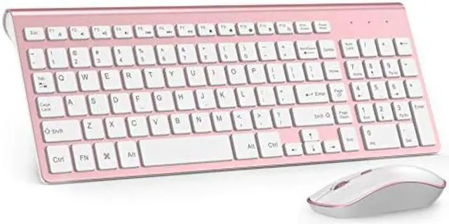 Main image of Wireless Keyboard Mouse, J JOYACCES2.4G Compact and Ultra Slim Wireless Keyboard and Mouse for Windows, Computer, Desktop, PC, Laptop (Pink)