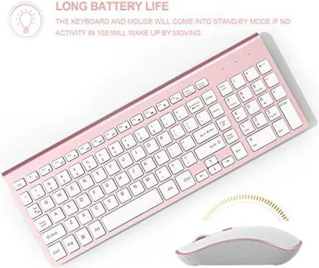 Alt view image 5 of 5 - Wireless Keyboard Mouse, J JOYACCES2.4G Compact and Ultra Slim Wireless Keyboard and Mouse for Windows, Computer, Desktop, PC, Laptop (Pink)