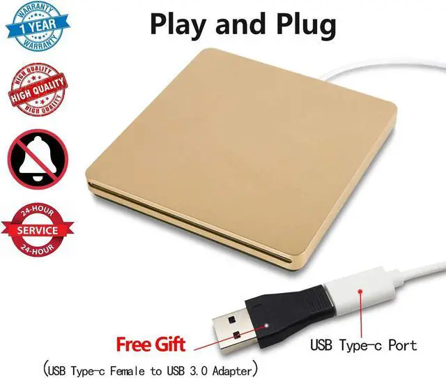 Main image of External DVD Drive,USB 3.0 Portable CD/DVD +/-RW Drive/DVD Player for PC Computer USB-C/Type-c Slim DVD/CD ROM Rewriter Burner Compatible with The Latest MacBook pro/MacBook/dell Laptop etc
