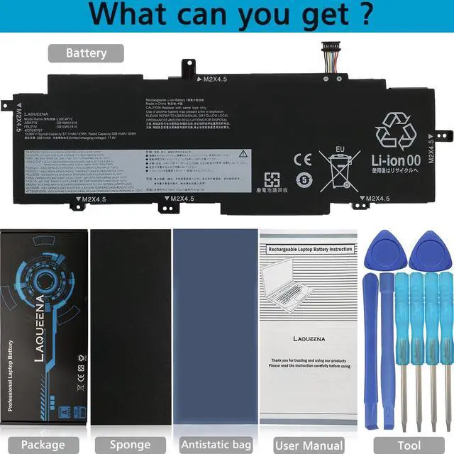 Alt view image 3 of 5 - LAQUEENA L20C4P72 Laptop Battery Compatible with Lenovo ThinkPad T14s 2nd Gen 2021 Series SB10W51917 5B10W51816 L20C4P72 SB10W51916 5B10W51815 L20L4P72 SB10W51914 5B10W13976 L20M4P72 SB10W51915