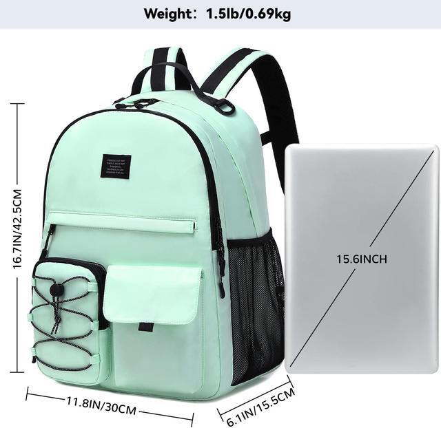 Alt view image 2 of 5 - Lohol Casual Backpack for Teen Boys Girls, Stylish Daypack with Anti Theft Pocket for School, Work, or Travel (Light Green)