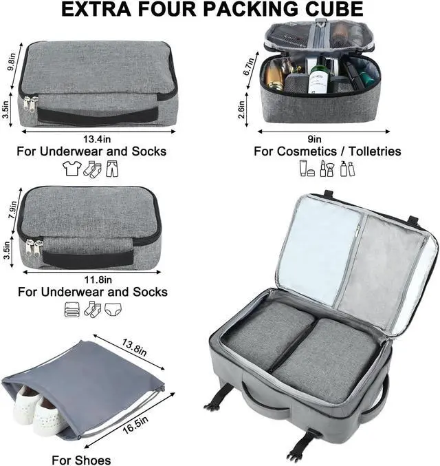 Alt view image 2 of 5 - MAYMOONER Extra Large Travel Laptop Backpack Airline Approved Carry On Weekenderr Bag Gifts for Men Women College Luggage Daypack for Flight 40L, Fits 17 Inch Laptop Grey