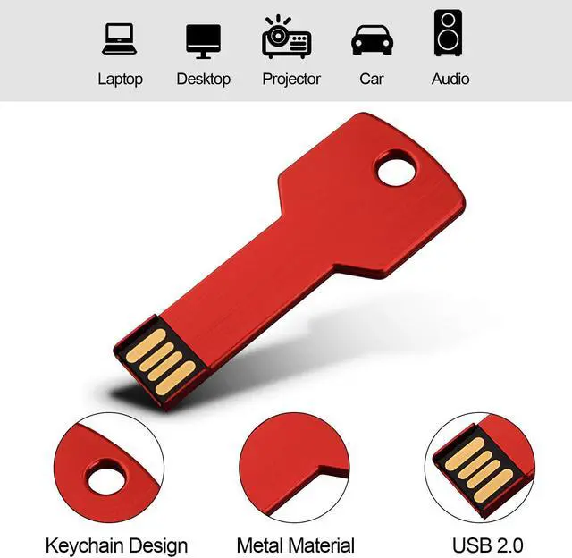 Alt view image 2 of 5 - RAOYI 10 Pack 2GB USB Flash Drive USB 2.0 Metal Key Shape Memory Stick Thumb Drive Pen Drive-Red