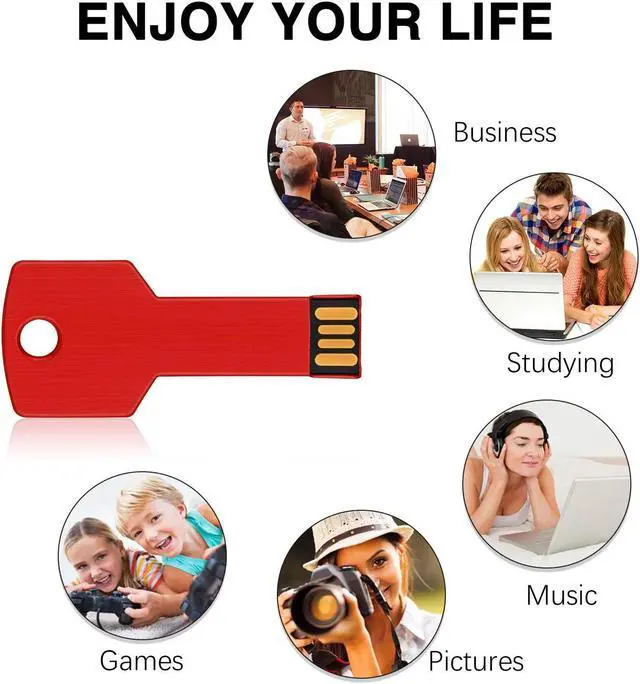 Alt view image 3 of 5 - RAOYI 10 Pack 2GB USB Flash Drive USB 2.0 Metal Key Shape Memory Stick Thumb Drive Pen Drive-Red