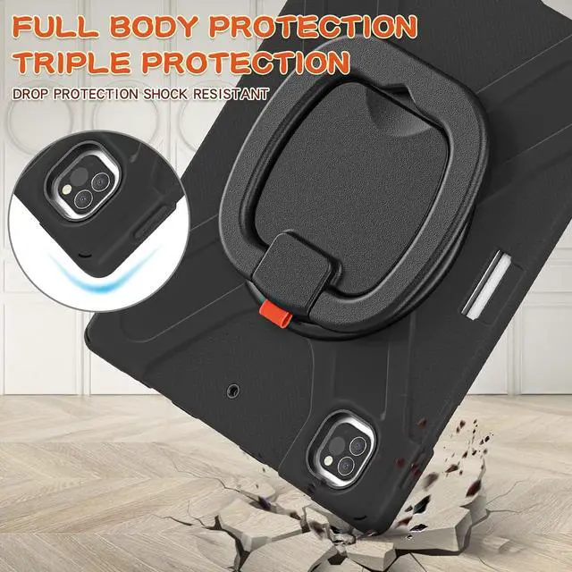 Alt view image 2 of 5 - SCSVPN iPad Pro 12.9 Case 2022/2021/2020/2018: Full Drop-Proof Rugged Protection Cover for iPad Pro 12.9 Inch 6th/5th/4th/3rd Generation- Pencil Holder - Rotating Stand/Handle - Shoulder Strap, Black