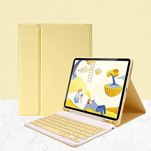 Alt view image 2 of 5 - Keyboard Case for iPad Mini 6th Generation Cute Color Keyboard iPad Mini 6 2021 Detachable Bluetooth Keyboard Cover with Pencil Holder (Yellow)