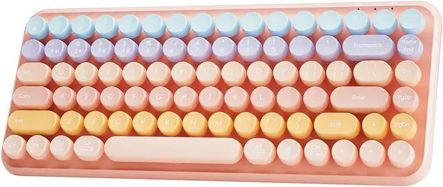 Main image of TISHLED Typewriter Keyboard Wireless 2.4GHz/Bluetooth/USB-C Wired Rechargeable Membrane Gaming Keyboard Linear Mechanical-Feel Switch Compact 85-Key Retro Round Keycaps for Multi-Device, Sweet Pink